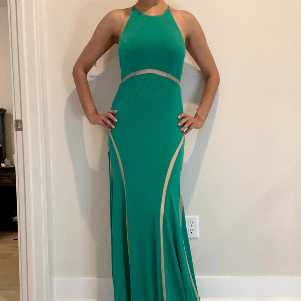 Long Emerald Green Gown Maxi Dress
